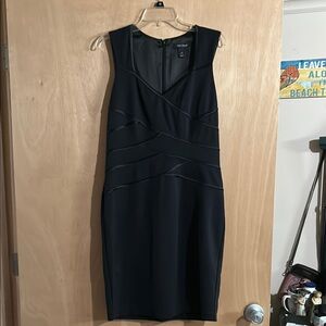 White House Black Market Black Sheath Midi Dress V-Neck Sleeveless
